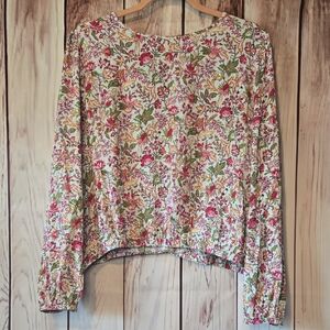 LOFT Multicolor Jungle Wrap Floral Cropped Blouse Size XL